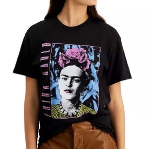 Junk Food black Frida Kahlo short sleeve graphic oversized casual t shirt size M